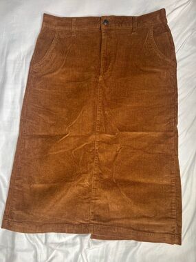 Time and Tru Corduroy Midi Skirt in Rust